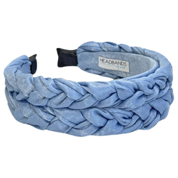 Velvet Braided Headband Blue