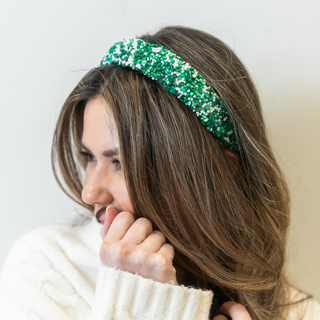 All That Glitters Headband - Green + White {{variant_option_1}} {{variant_option_2}}