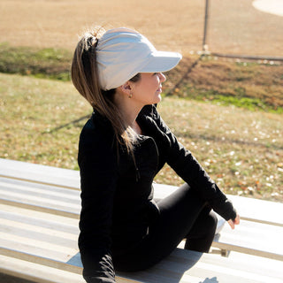 Adjustable High Ponytail Running Hat - Cream {{variant_option_1}} {{variant_option_2}}