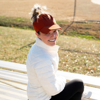 Adjustable High Ponytail Running Hat - Orange {{variant_option_1}} {{variant_option_2}}