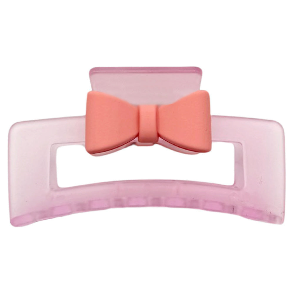 Medium Rectangle Clip - Frosted Pink Bow - Clip - Headbands of Hope - Headbands of Hope