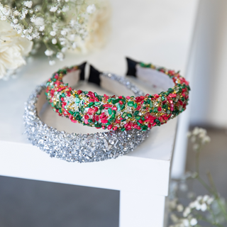 Limited Edition All That Glitters Headband - Christmas Red + Green {{variant_option_1}} {{variant_option_2}}