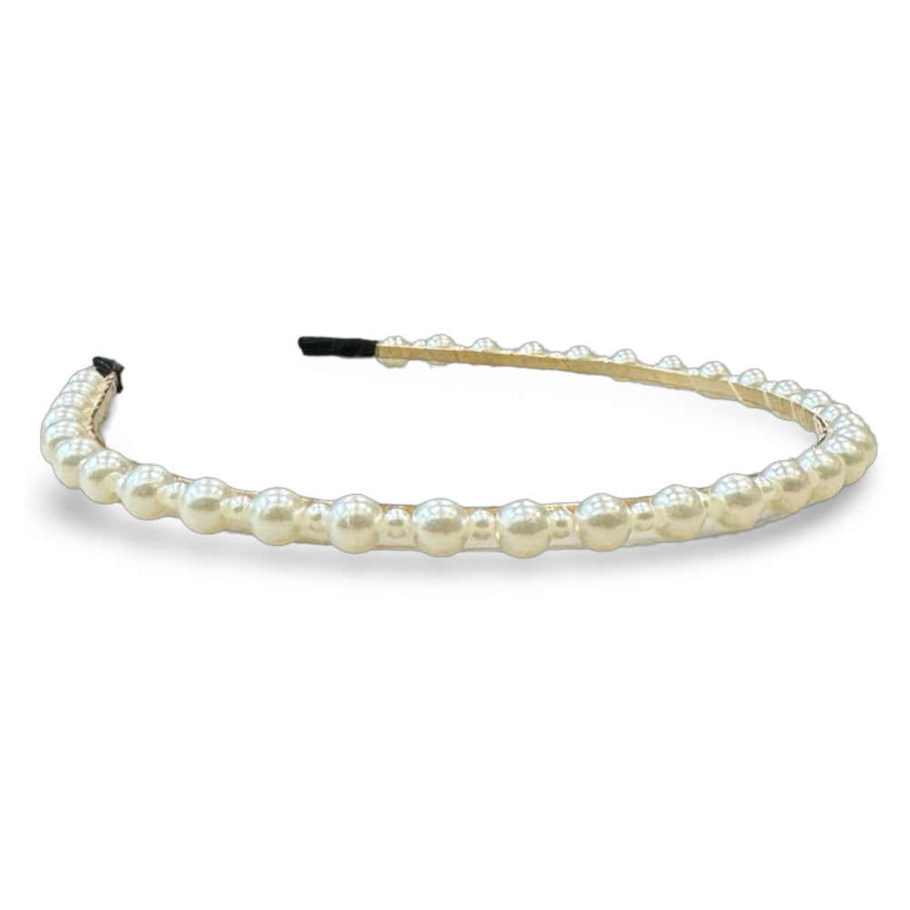 Thin Embellished Headband - White Pearl {{variant_option_1}} {{variant_option_2}}