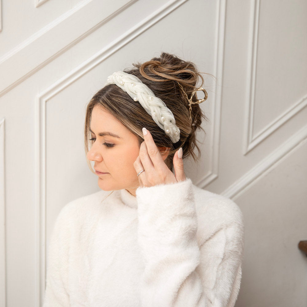 Blushing Braid Headband - White Pearl {{variant_option_1}} {{variant_option_2}}