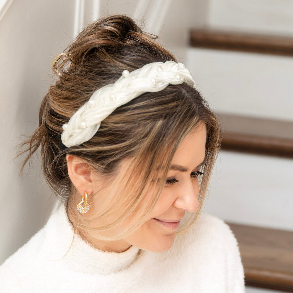 Blushing Braid Headband - White Pearl {{variant_option_1}} {{variant_option_2}}