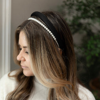 Classic Double Headband Set - Black and Pearl {{variant_option_1}} {{variant_option_2}}