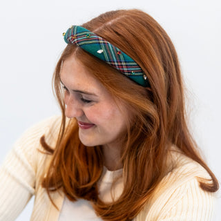 Classic Padded Headband - Green Plaid Gems {{variant_option_1}} {{variant_option_2}}