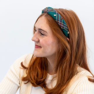 Classic Padded Headband - Green Plaid Gems {{variant_option_1}} {{variant_option_2}}