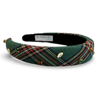 Classic Padded Headband - Green Plaid Gems {{variant_option_1}} {{variant_option_2}}