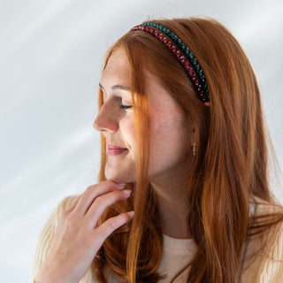 Thin Beaded Headband Set - Red + Green {{variant_option_1}} {{variant_option_2}}