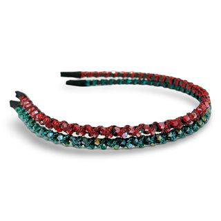 Thin Beaded Headband Set - Red + Green {{variant_option_1}} {{variant_option_2}}