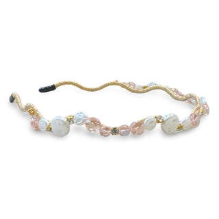 Wavy Oyster Pearl Headband - Pink {{variant_option_1}} {{variant_option_2}}