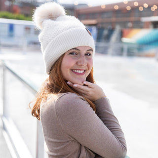 Pom Pom Beanie - Tan {{variant_option_1}} {{variant_option_2}}