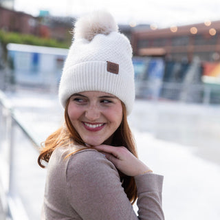 Pom Pom Beanie - Tan {{variant_option_1}} {{variant_option_2}}