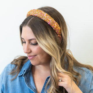 All That Glitters Headband - Pink + Orange {{variant_option_1}} {{variant_option_2}}