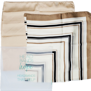 Headscarves Set of 2: Champagne + Stripes