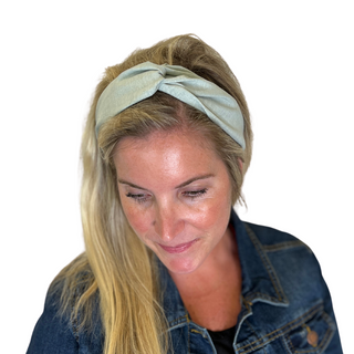 Olive Linen Adjustable Twist Turban