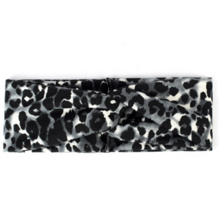 Grey Leopard Button Headband