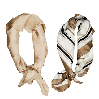 Headscarves Set of 2: Champagne + Stripes