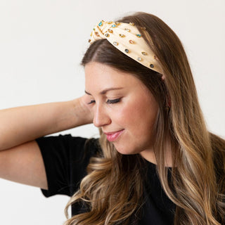 Traditional Knot Headband - Cream Gem