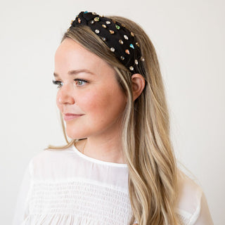 Traditional Knot Headband - Black Gem