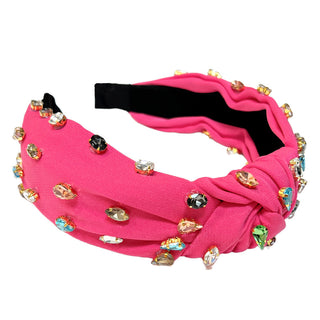 Traditional Knot Headband - Hot Pink Gem