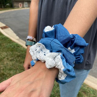 Denim & Lace Scrunchie Set of 3