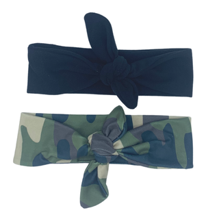 Set of 2 Knotted: Camo + Black - Knotted Headband - Headbands of Hope - Headbands of Hope